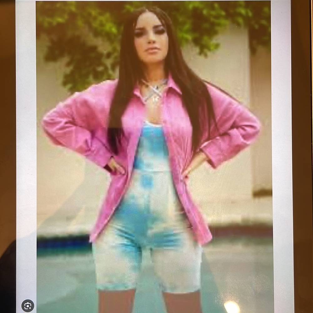 SHEIN X Kimberly Loaiza Corderoid Pink blouse button up